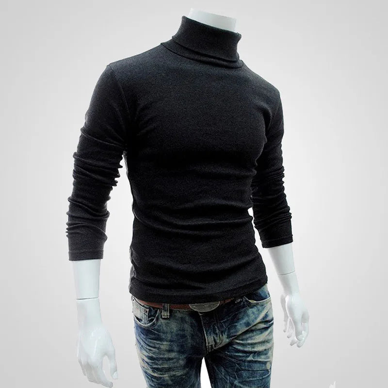 Autumn Winter Men's Sweater Mens Turtleneck Solid Color Pullovers Men Clothing Slim Fit Male Knitted Sweaters pull homme MY277