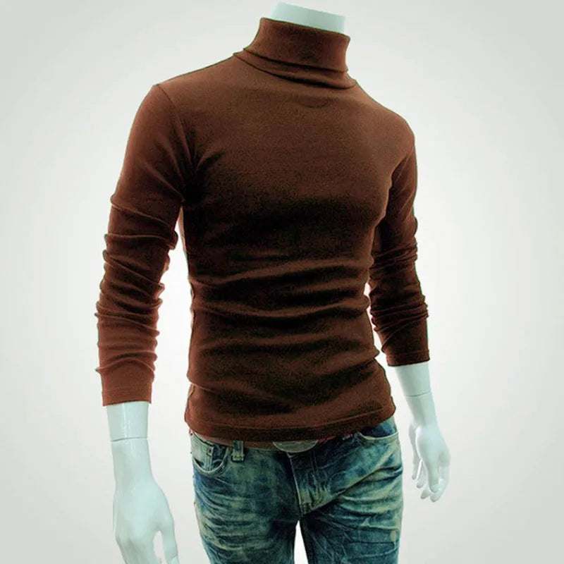 Autumn Winter Men's Sweater Mens Turtleneck Solid Color Pullovers Men Clothing Slim Fit Male Knitted Sweaters pull homme MY277