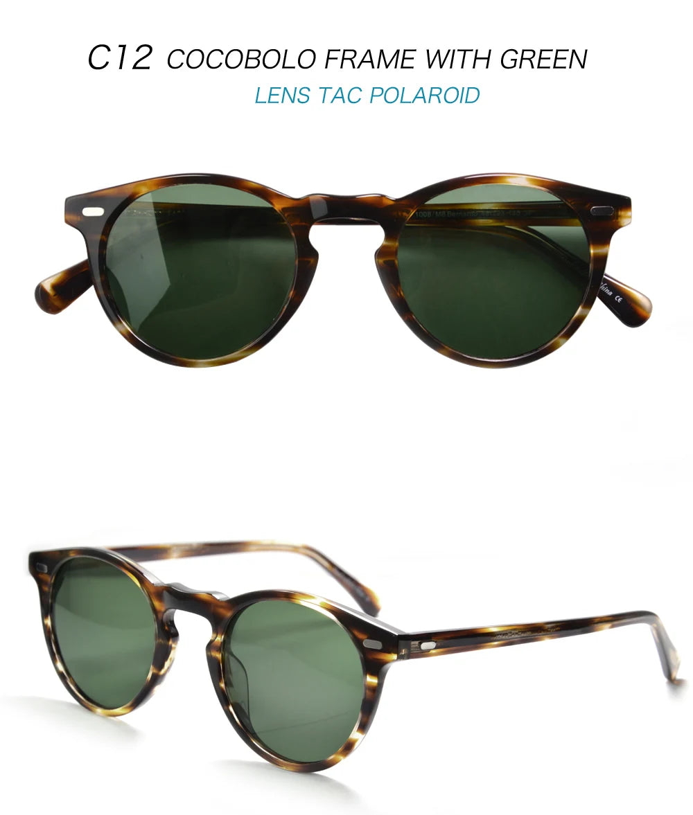 Gregory Peck OV5186 Vintage Round Men Sunglasses Frame Transparent Trendy Cicle Sunglasses for Women Polarized Round Sunglasses