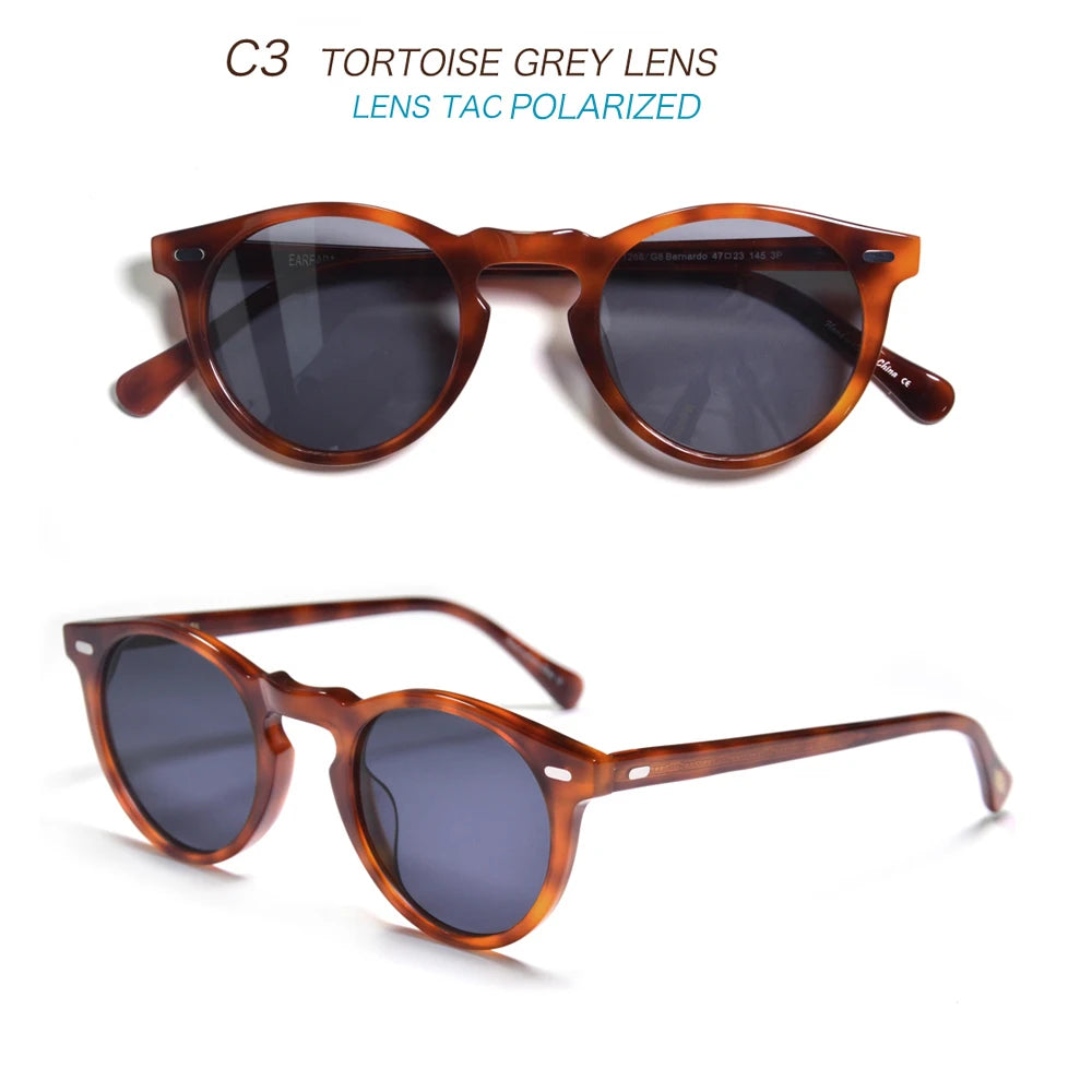 Gregory Peck OV5186 Vintage Round Men Sunglasses Frame Transparent Trendy Cicle Sunglasses for Women Polarized Round Sunglasses