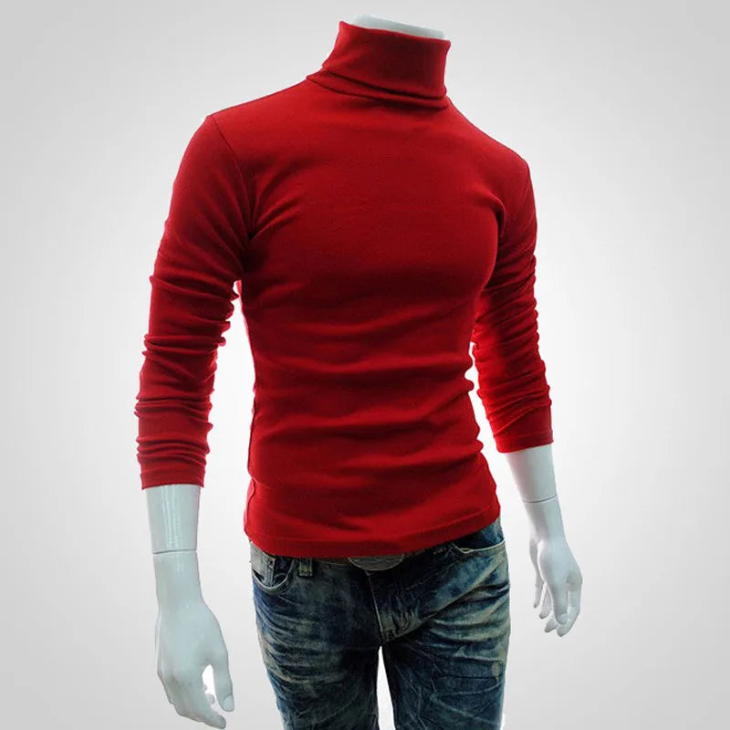Autumn Winter Men's Sweater Mens Turtleneck Solid Color Pullovers Men Clothing Slim Fit Male Knitted Sweaters pull homme MY277