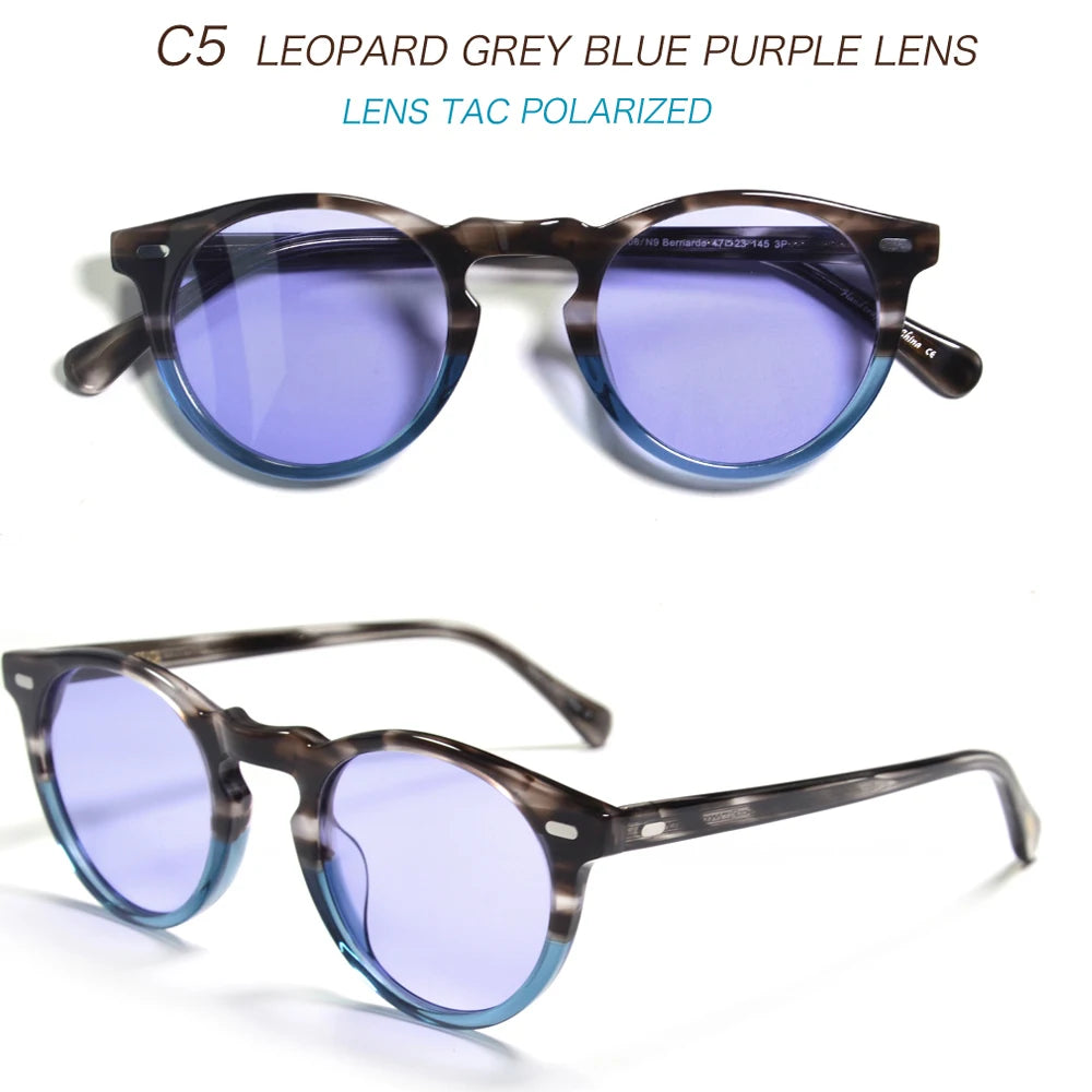 Gregory Peck OV5186 Vintage Round Men Sunglasses Frame Transparent Trendy Cicle Sunglasses for Women Polarized Round Sunglasses