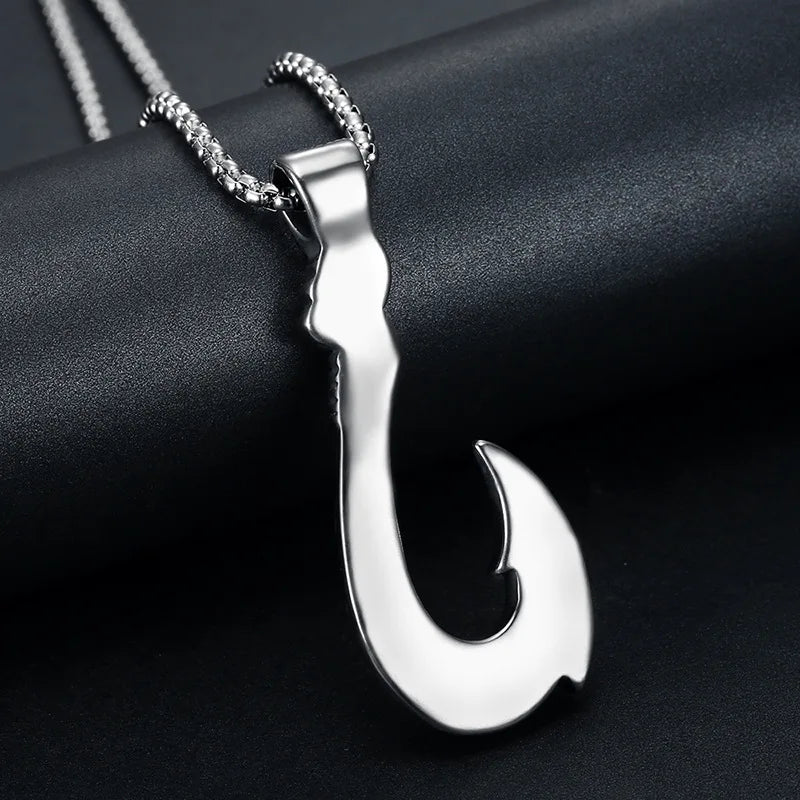 Moana Fishing Hook Pendant Necklace On Neck for Men Legendary Viking Hook Pendant Chain Vintage Men's Accessories Jewelry 2021