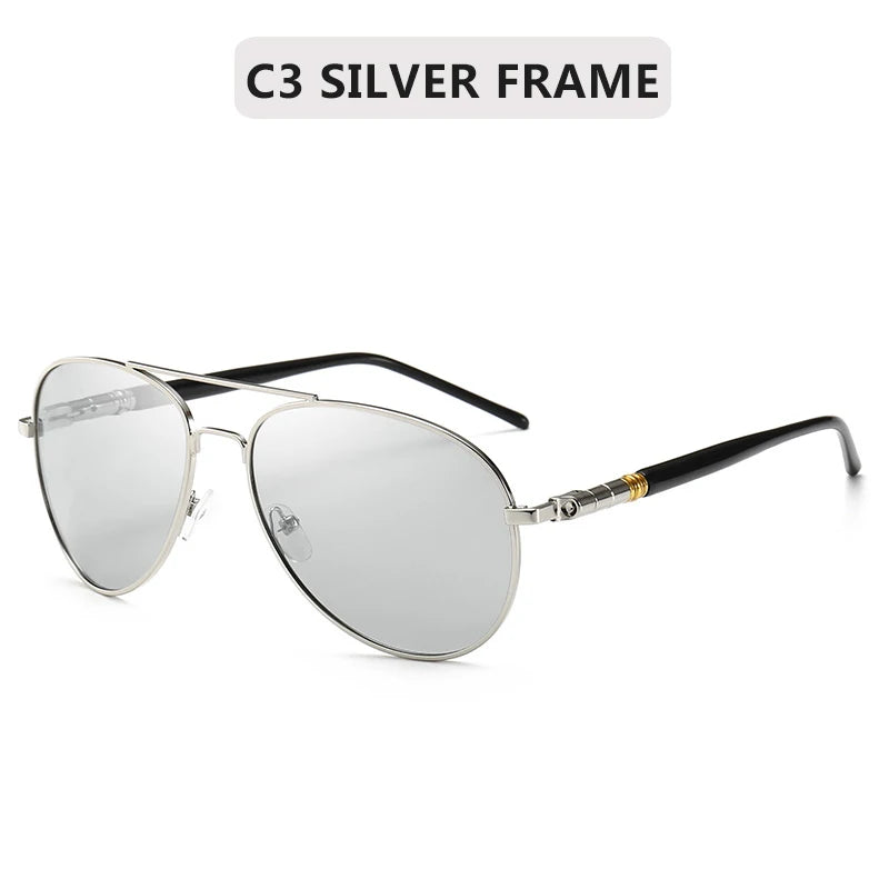 Photochromic Sunglasses Men Polarized Sunglesses Driving Chameleon Sun Glasses Change Color Men Sunglasses  Brand Designer