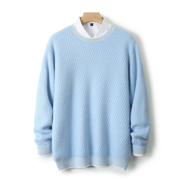 New Round Neck Woolen Sweater Men's Knitted Sweater Casual Fashion Long Sleeve Base