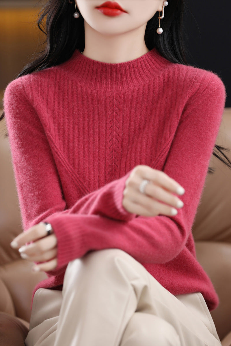 Front Line Ready-made Garments Woolen Half Turtleneck Hollow-out Sweater Bottoming Shirt Top