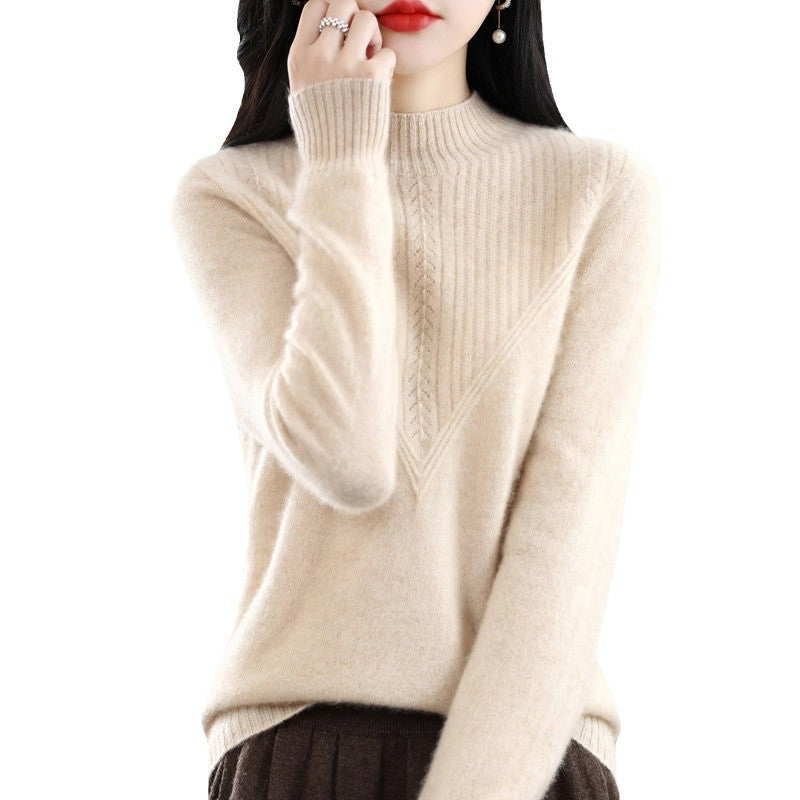 Front Line Ready-made Garments Woolen Half Turtleneck Hollow-out Sweater Bottoming Shirt Top