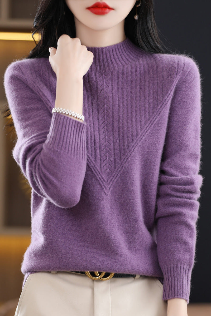 Front Line Ready-made Garments Woolen Half Turtleneck Hollow-out Sweater Bottoming Shirt Top