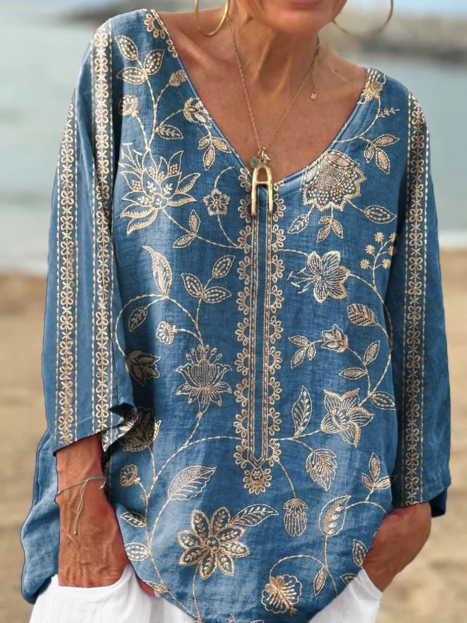 Women's Fashion Floral Print Long Sleeve