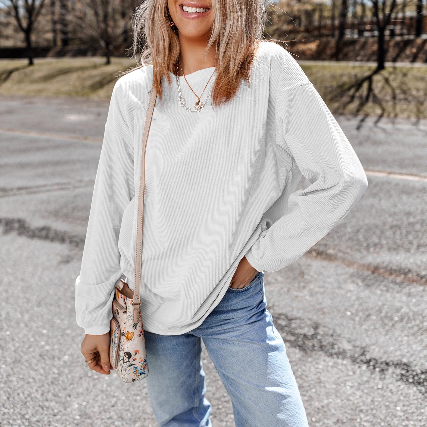 Casual Letter Loose Long-sleeved Sweater Round Neck Pullover