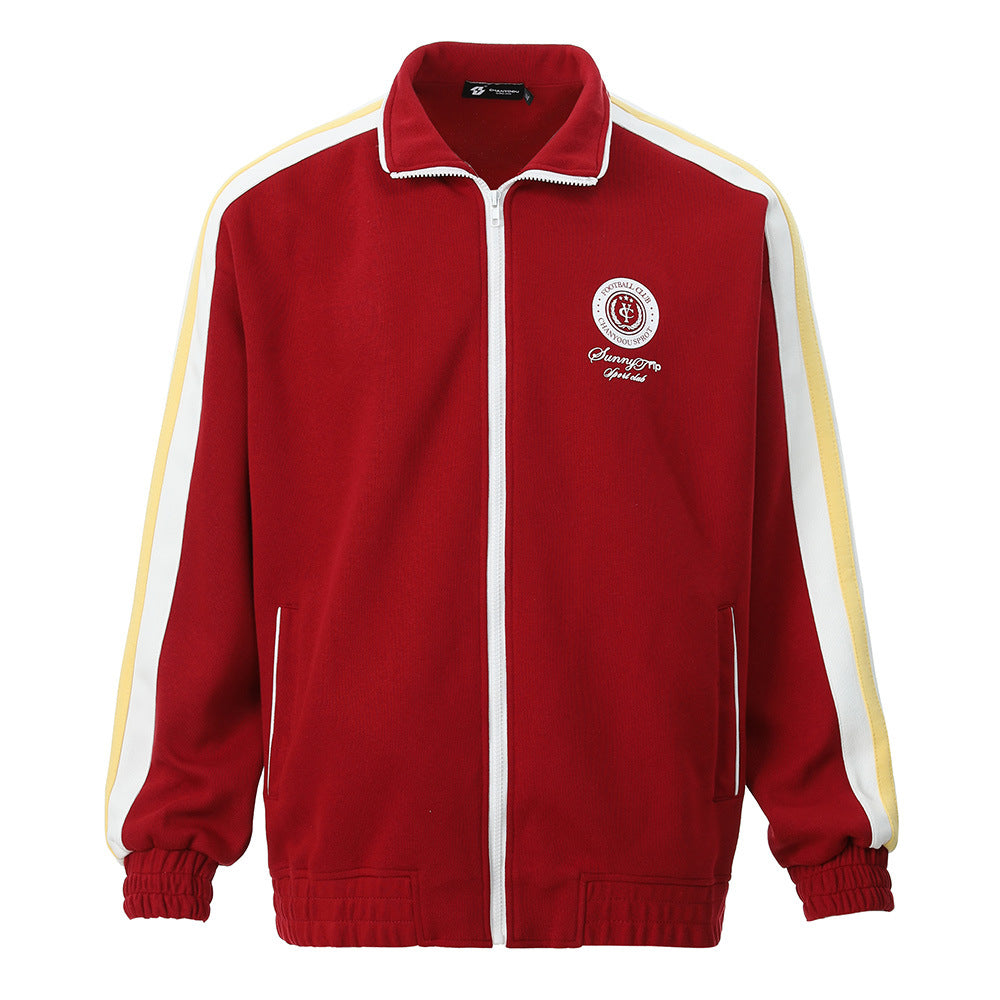 Contrast Color Cardigan Sweater Men's Casual Sports Stand Collar Coat