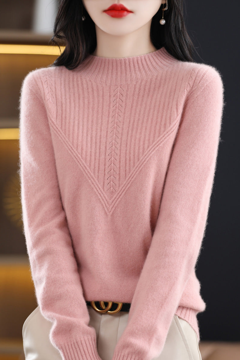 Front Line Ready-made Garments Woolen Half Turtleneck Hollow-out Sweater Bottoming Shirt Top