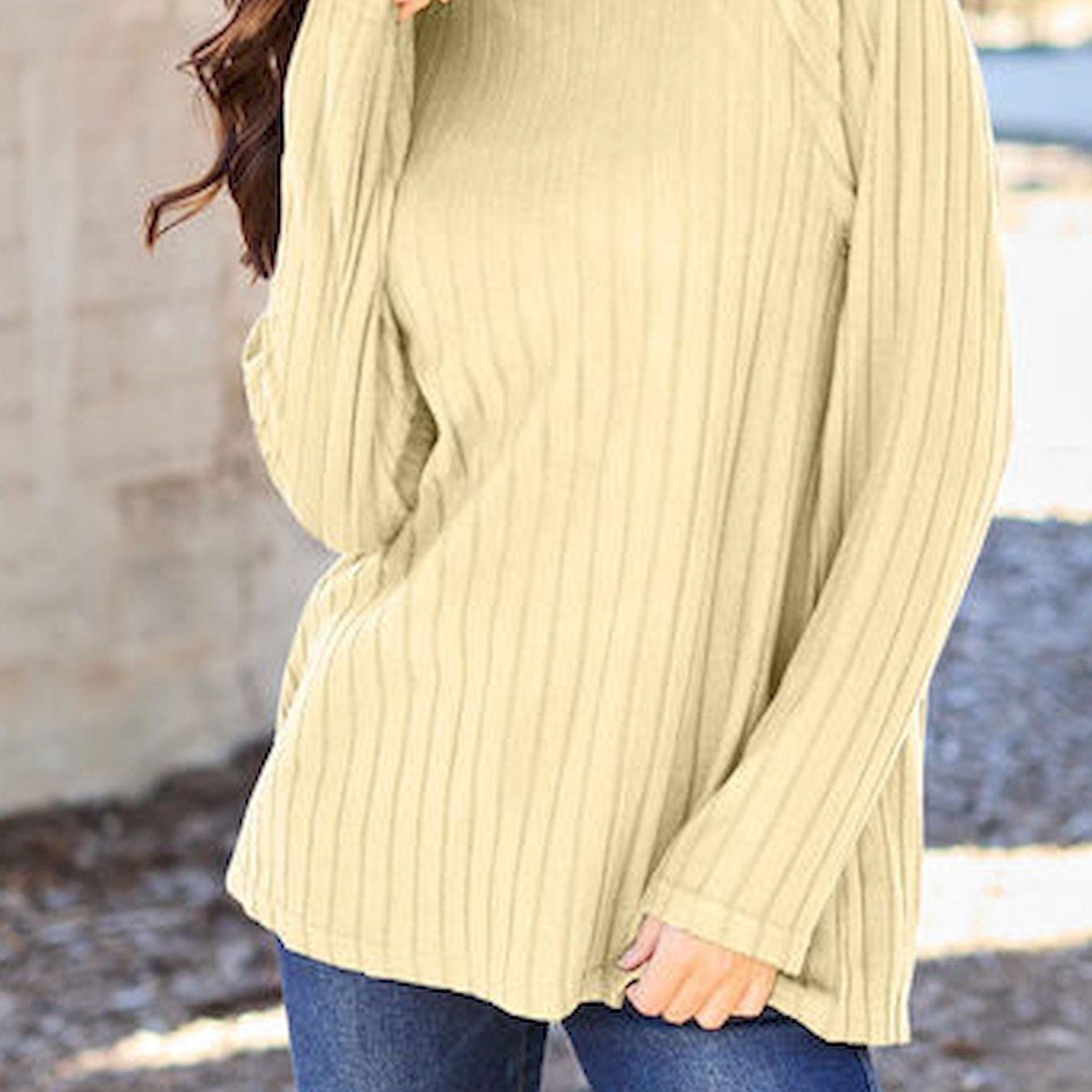 Rib Round-neck Long-sleeved Knitted Top Soft