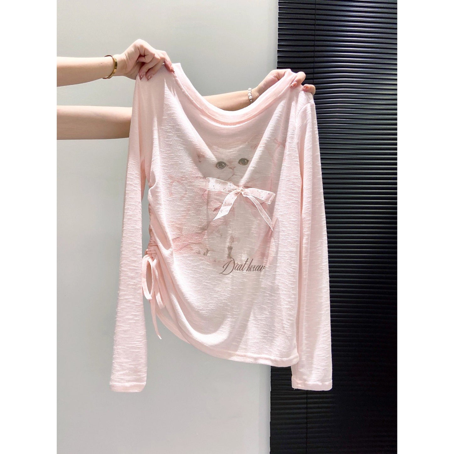 Spring And Autumn Cute Cat Print Long Sleeve Women