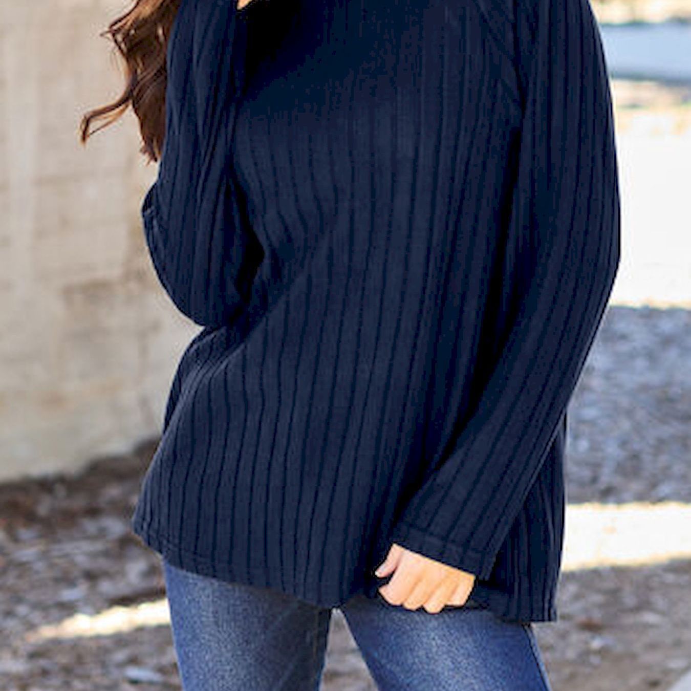 Rib Round-neck Long-sleeved Knitted Top Soft