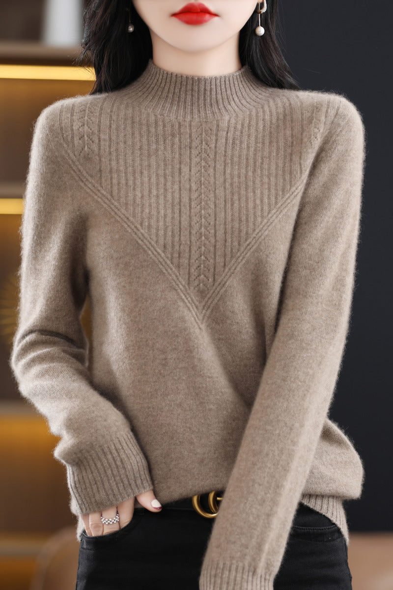 Front Line Ready-made Garments Woolen Half Turtleneck Hollow-out Sweater Bottoming Shirt Top