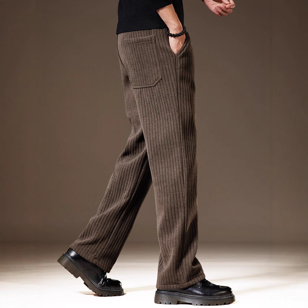 Thick Stripe Velvet Heavy Corduroy Straight Casual Pants