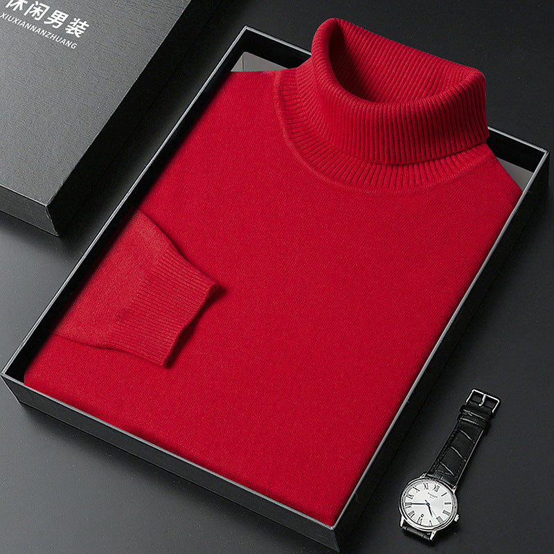 Men's Sweater Turtleneck Winter Solid Color Bottoming Sweater