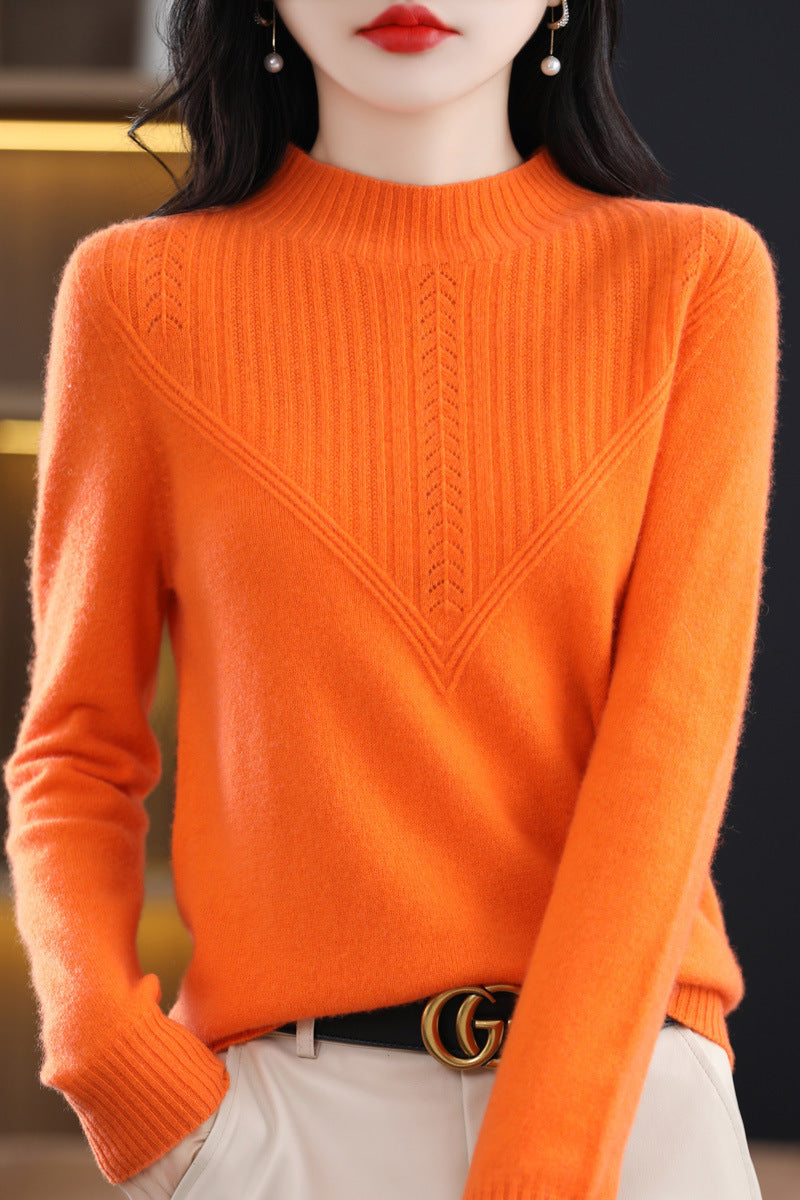 Front Line Ready-made Garments Woolen Half Turtleneck Hollow-out Sweater Bottoming Shirt Top