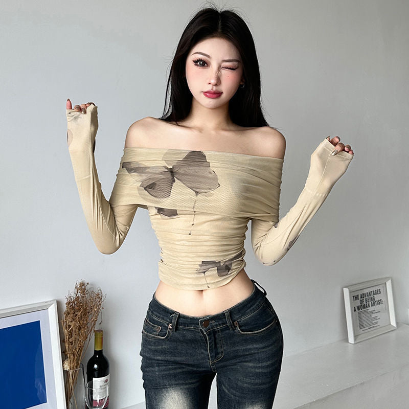 Early Autumn Sexy Off-the-shoulder Top For Women