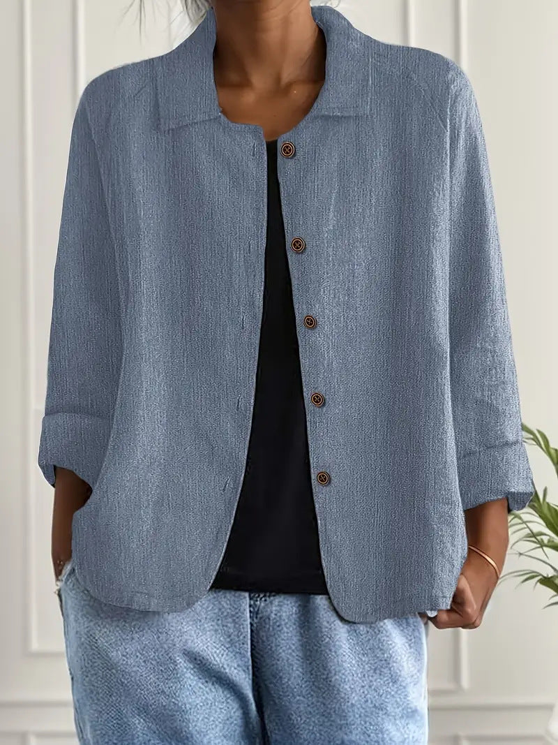 European And American Cotton And Linen Shirt Women's Casual Slimming Cardigan Coat