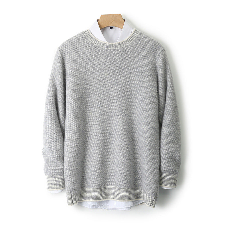 New Round Neck Woolen Sweater Men's Knitted Sweater Casual Fashion Long Sleeve Base