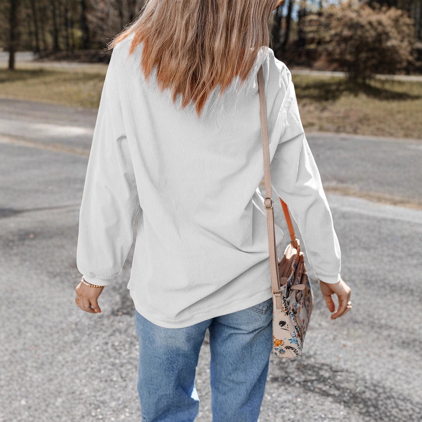 Casual Letter Loose Long-sleeved Sweater Round Neck Pullover