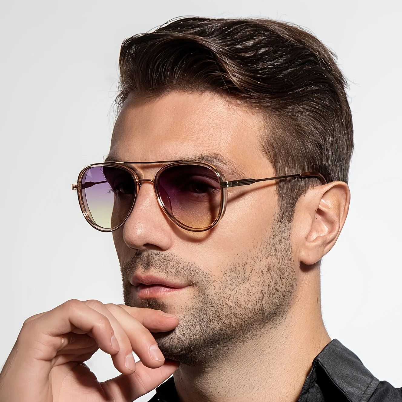 New Men Sunglasses Punk Sunglasses Men's Square Uv400 Twin-beam Aviator Sunglasses Designer Sun Glasses Male Sunglasses UV400
