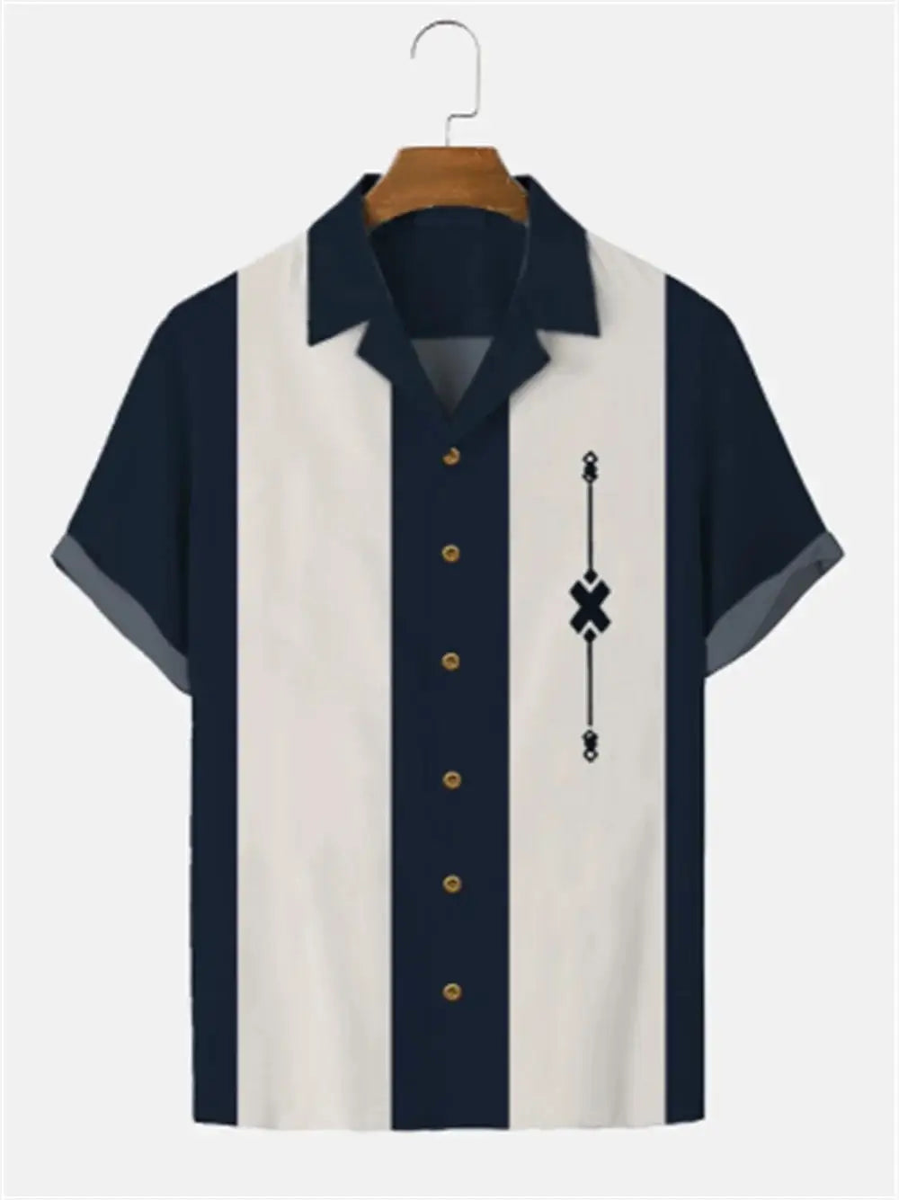 Stripes Simple Casual Dress Shirts European Size Men's Hawaiian Fashion Short Sleeve Loose Breathable Top Button Summer