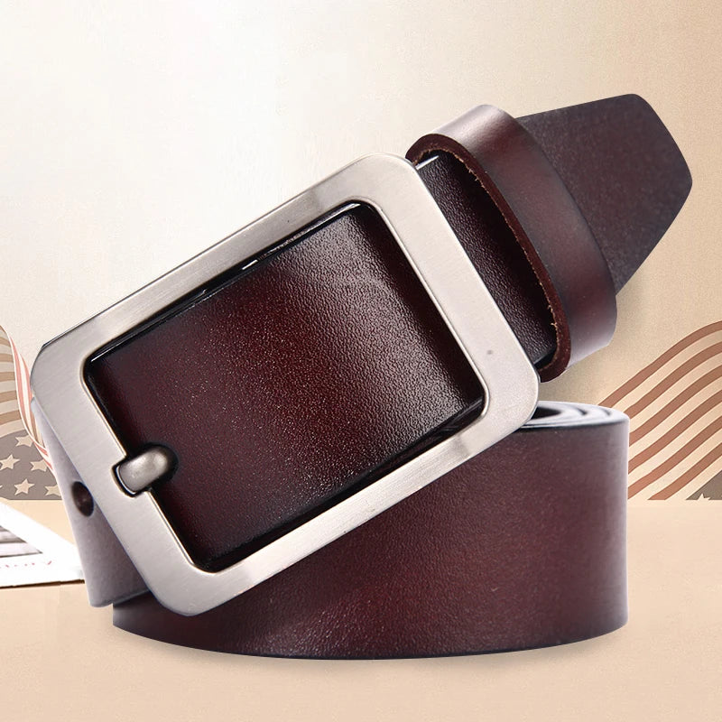 Japanese style buckle simple belt men's belt new large size 100-130cm vintage needle buckle men's belt high quality