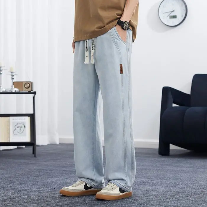2025 Baggy Cargo Summer Ice Thin Men's Straight Jeans  Oversize Straight Denim Casual Denim Pant Male Streetwear Y2k Pants Loose