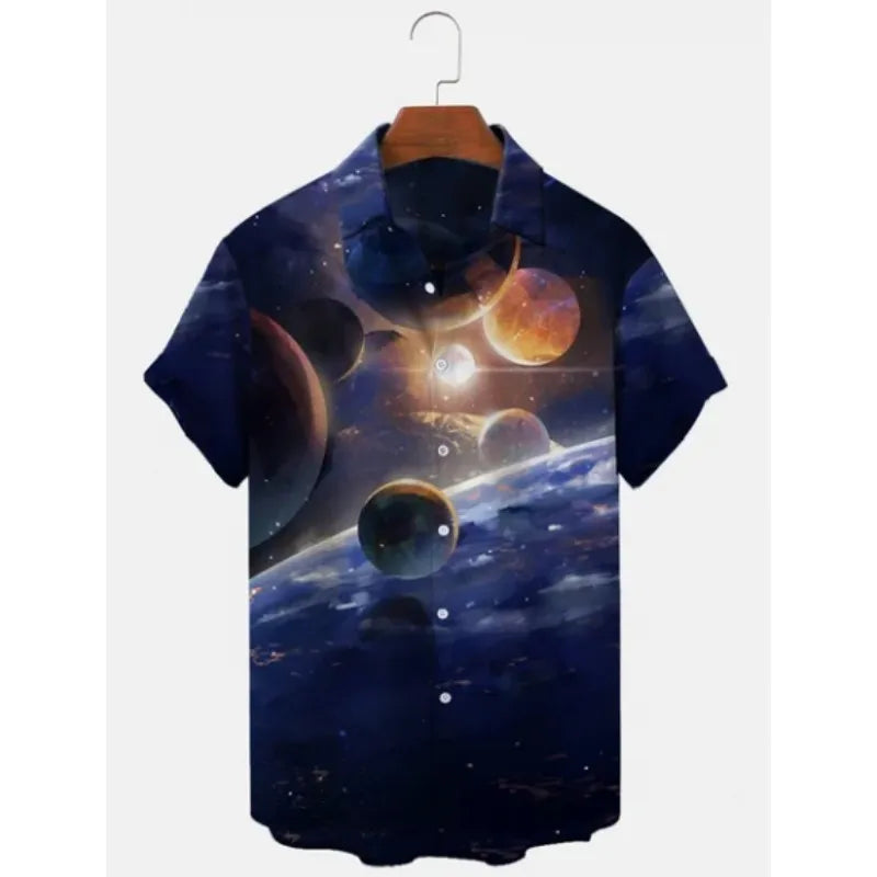 2023 Men's Hawaiian Shirt Cat Printed Short Sleeve Tops Beach Vacation Sunset Harajuku Clothing Casual Unisex Style Shirts