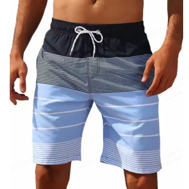 New Summer Vacation Men's Palm Tree Print Drawstring Waist Board Shorts Fashion Swim Trunks 3D Print Breathable Short Streetwear