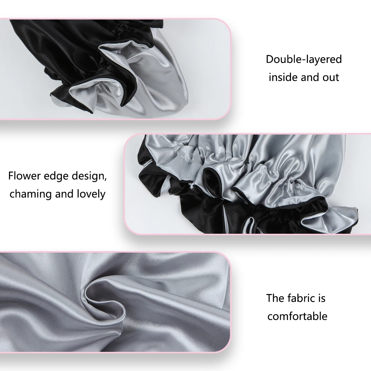 Reversible Double-Layered Lace Hair Bonnet for Women & Men | Breathable Night Cap for Sleeping, Curly Hair Protection