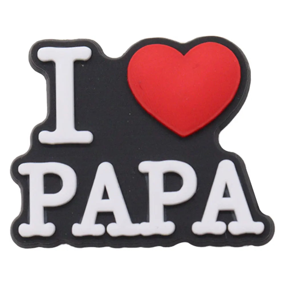 1-34PCS Cartoon Papa Happy Father's Day Best Dad Heart PVC Shoes Charms Accessories Buckle Clog Decorations DIY Bracelet
