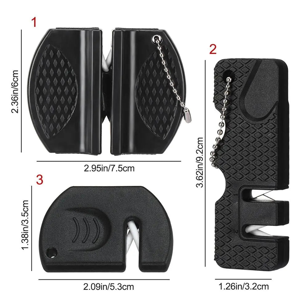 Durable Mini Knife Sharpener Multi-Functional Carbide Knife Whetstone Simple Pocket Ceramic Sharpen Hook Sharpener Outdoor Tools