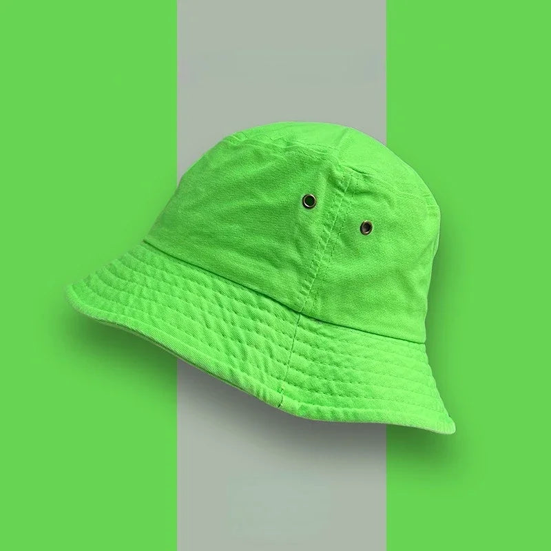 Fluorescent Bucket Hat Women Spring and Summer Fashion Green Sunscreen Shade Street Wash Basin Hat All-match Men's Caps Panama