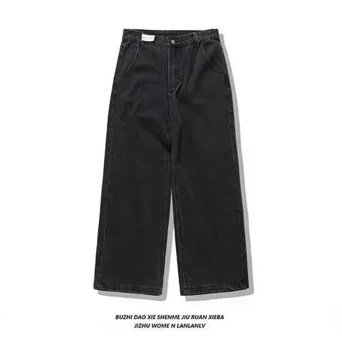 American Y2K New Hip Hop Gothic Embroidered Straight Jeans Men Street Casual Loose Oversized Mopping Wide-leg Pants Couple Jeans