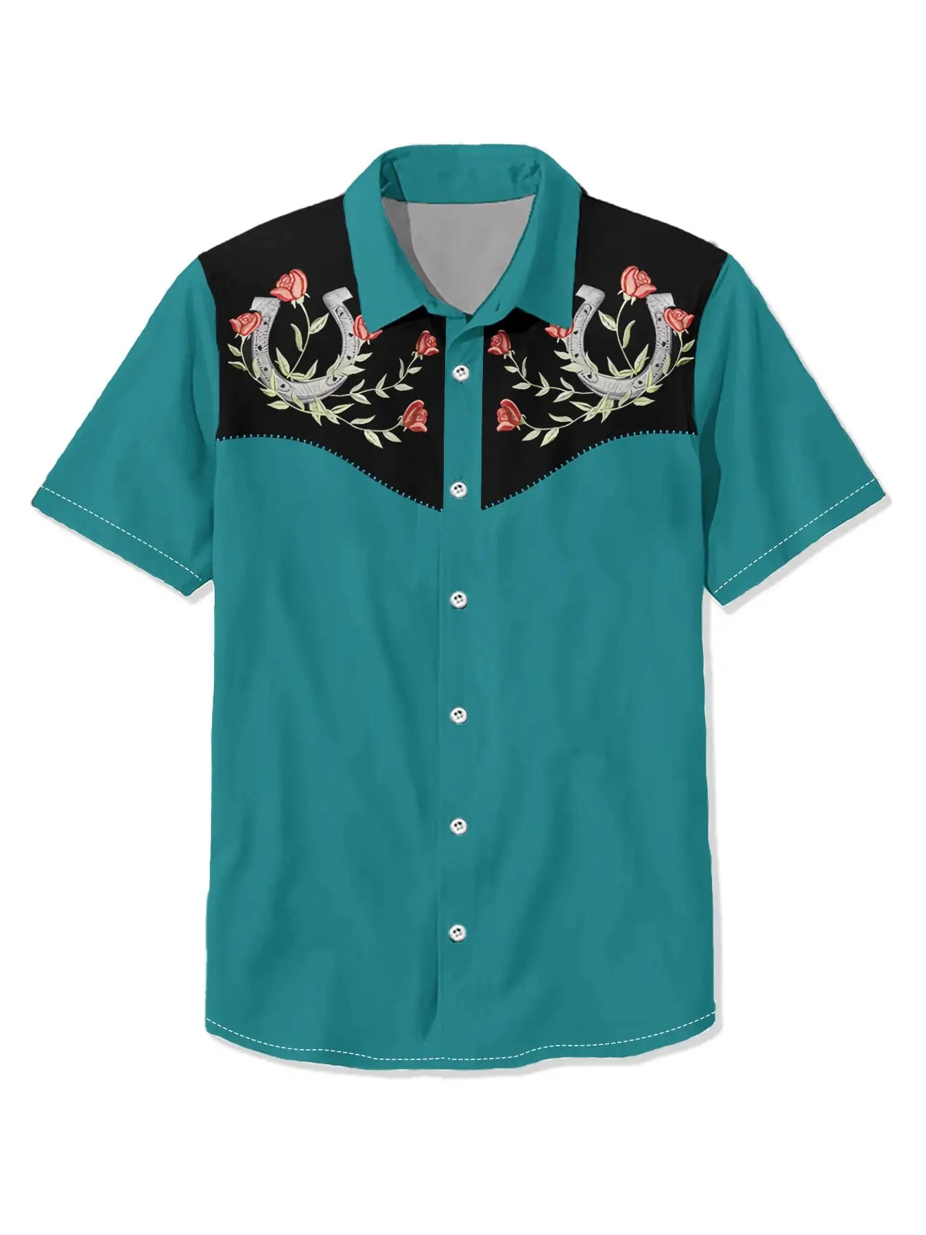 West Cowboy Shirts For Men Vintage Short-Sleeved Shirt Tops Ethnic Blouse Animal Cats 3d Print Casual Shirt Men's Clothing 3xl