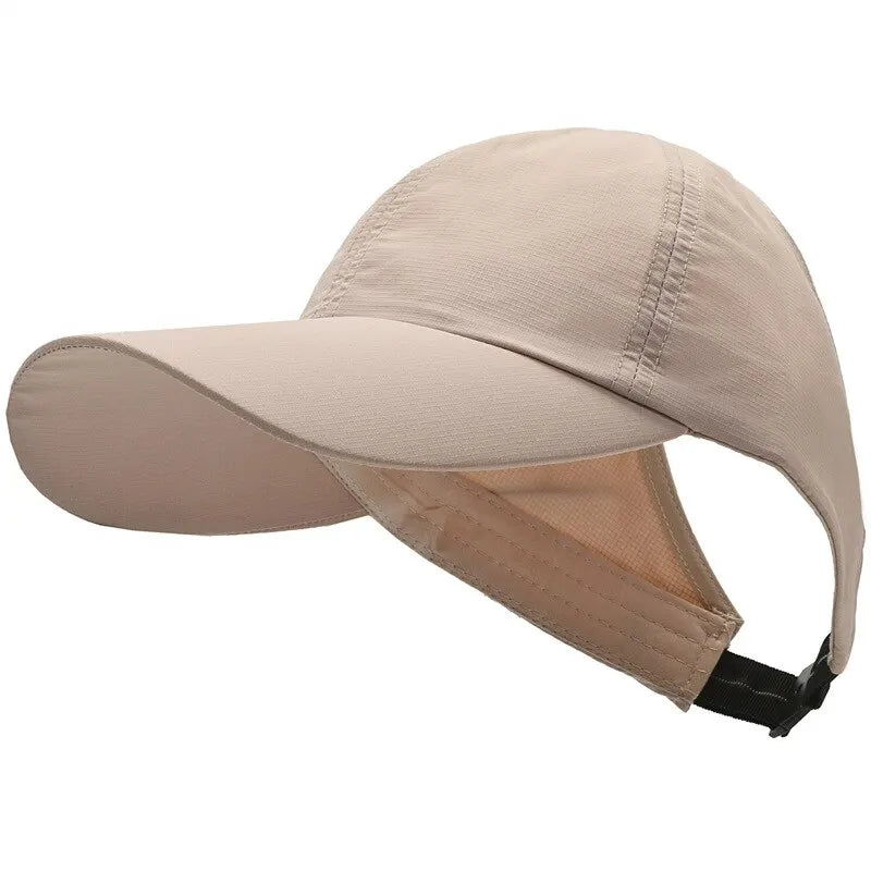Summer New Ponytail Quick-Drying Sunscreen Hat Fisherman Hat Women Shade Cap Uv Protection Soft Top Hat