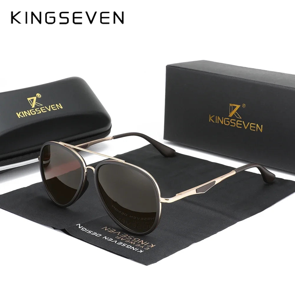 KINGSEVEN Classic Pilot Men's Sunglasses Fashion Polarized Male Glasses Eyewear UV400 Blocking Outdoor Travel Sunscreen Eyewear