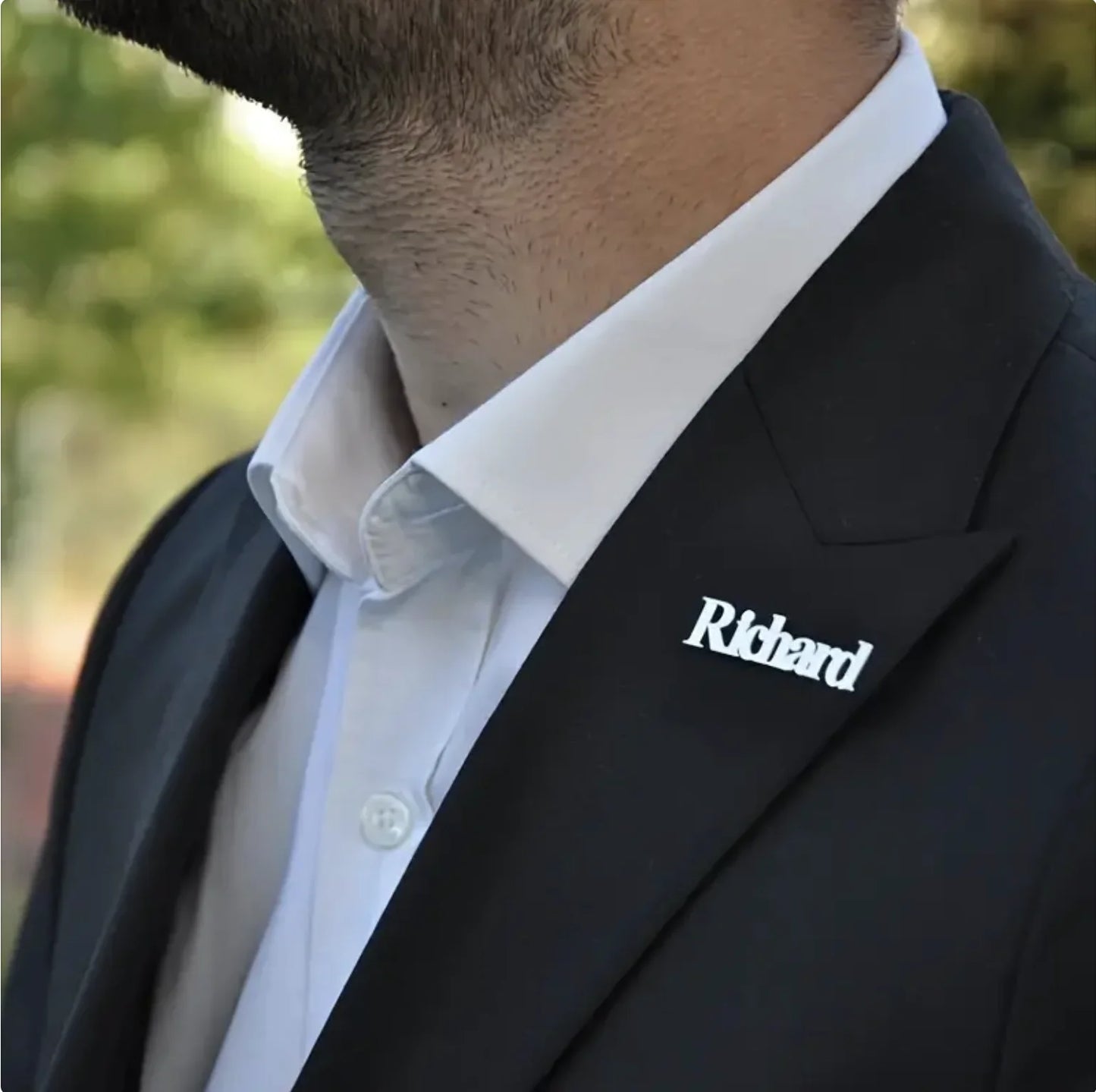 Elegant Custom Men'S Name Lapel Pin - Stainless Steel, Perfect For Suits & Shirts, Ideal Father'S Day Gift