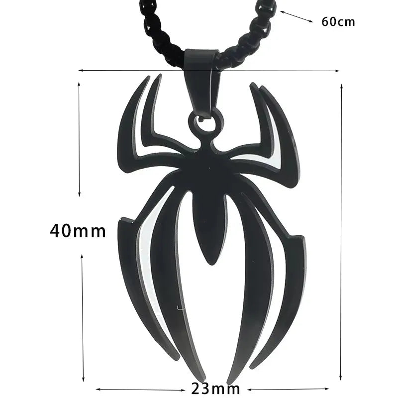 Superhero Spider Logo Cosplay Necklace Men Stainless Steel Pendant Chain Choker Jewelry Accessories Props Gift