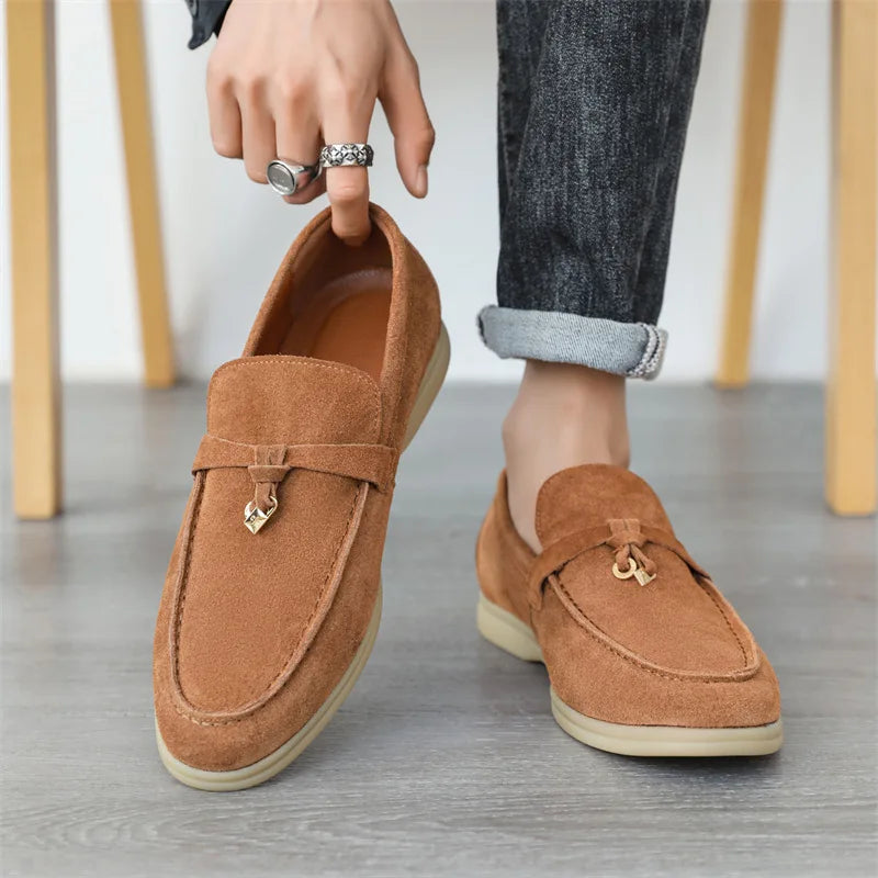 Fashion Men's Casual Shoes Genuine Suede Leather Men Classic British Style Tassels Loafers Moccasins Mens Outdoor Driving Flats