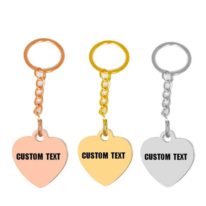Personalized 1-5 Names Keychains for Men Women Stainless Steel Customized Heart Keyring Jewelry Father's Day Gifts