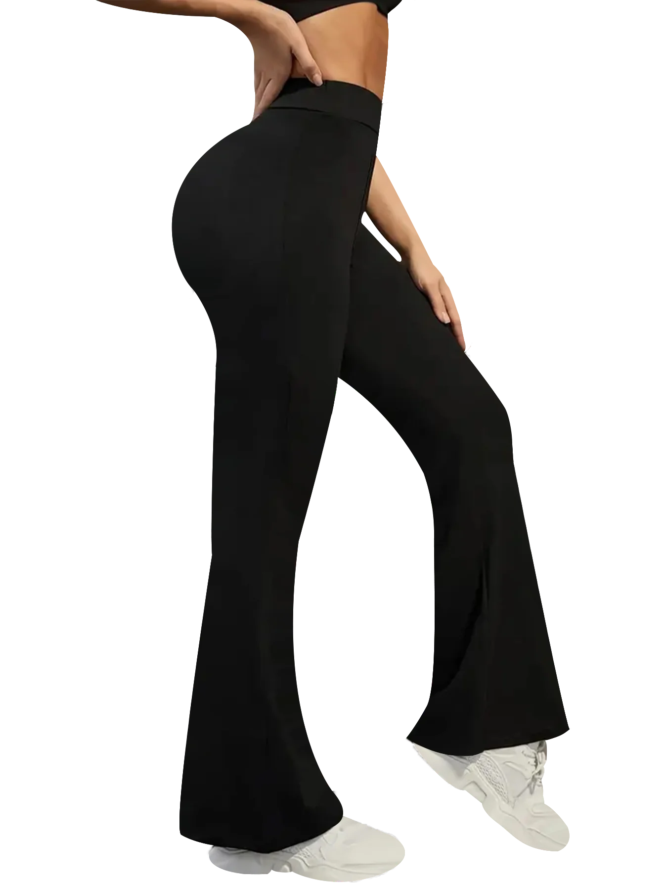 Sexy slim fit flared pants with cross waisted leggings for women, seamless gym running, cycling, knitting, yoga, stretch, hip li