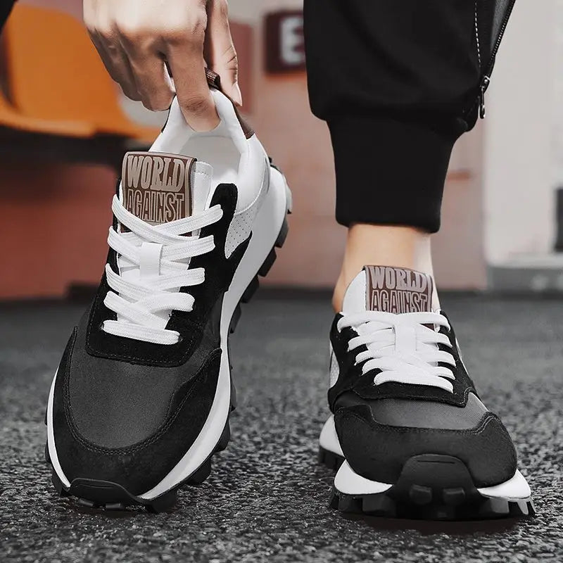 New vulcanized wedged sneakers men laced up sports shoes man casual non slip trainers comfortable jogging shoes male sneakers