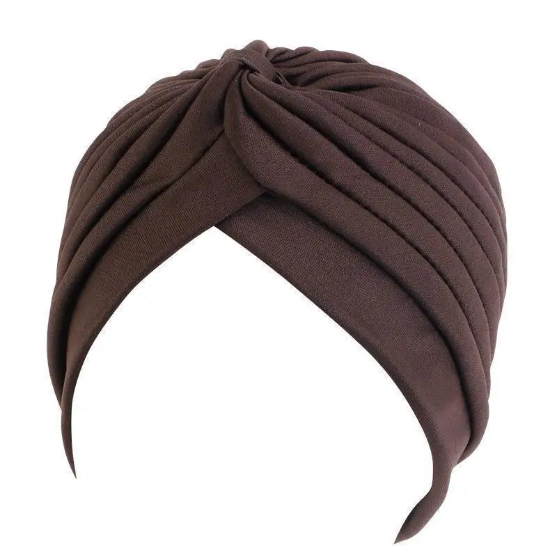 Twist Turban Caps Women Knot Muslim Hijab Shiny Indian Hat Sleep Night Cap Casual Solid Color Headscarf Stretch Head Wrap