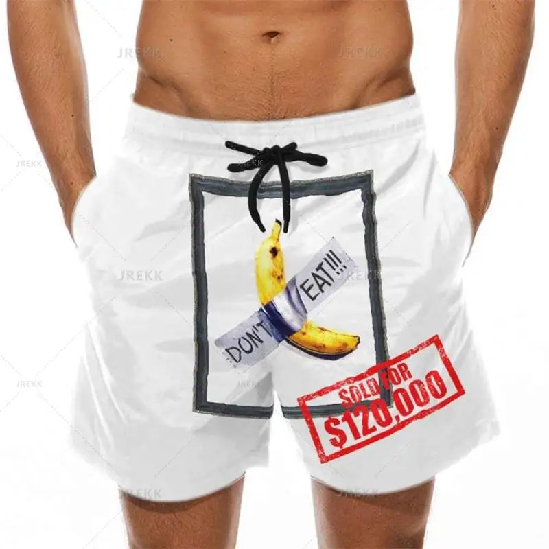 KeKe Funny Cock Banana Printed Swimwear Swim Shorts Trunks Beach Swimming Board Shorts Quick Drying Pant Mens Surffing Shorts