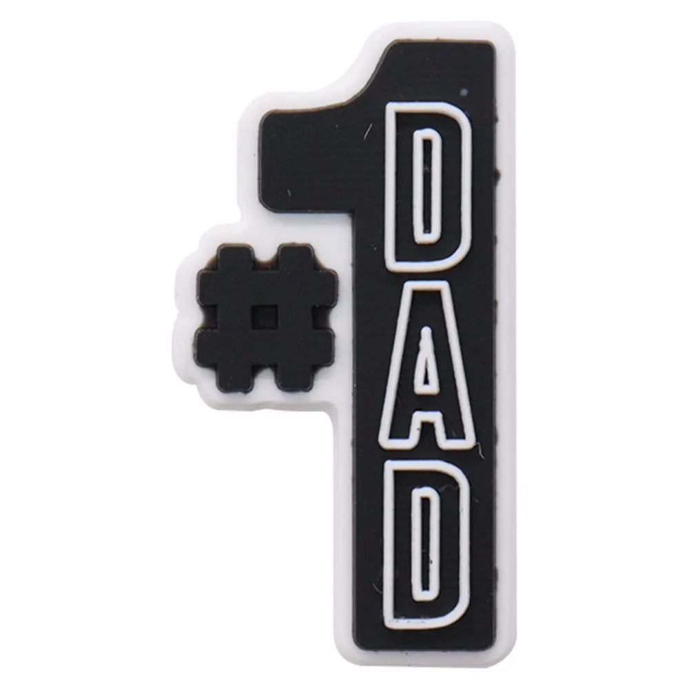 1-34PCS Cartoon Papa Happy Father's Day Best Dad Heart PVC Shoes Charms Accessories Buckle Clog Decorations DIY Bracelet